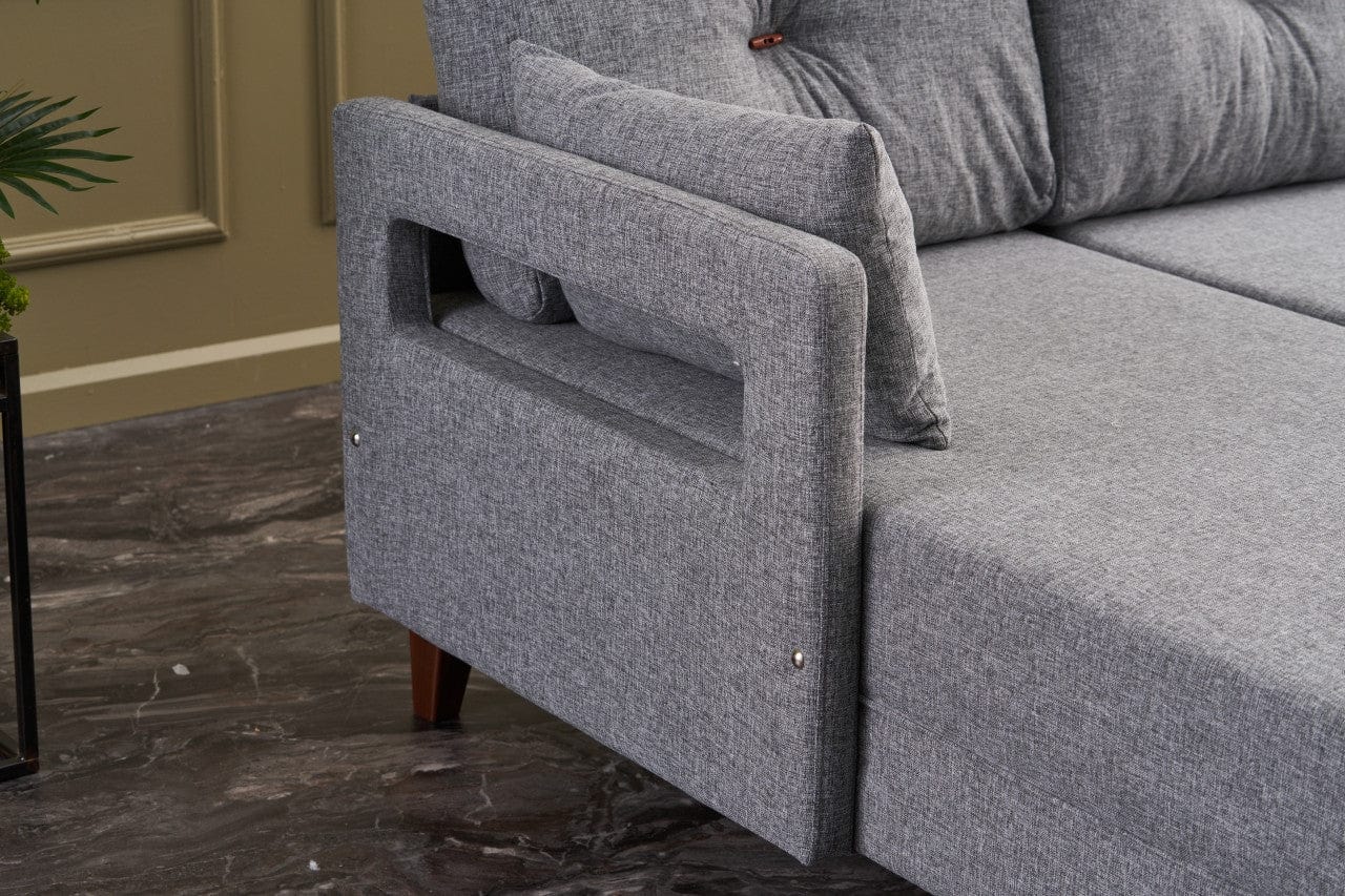 Asir Divano Angolare a sinistro 3 posti in tessuto Comfort Grigio