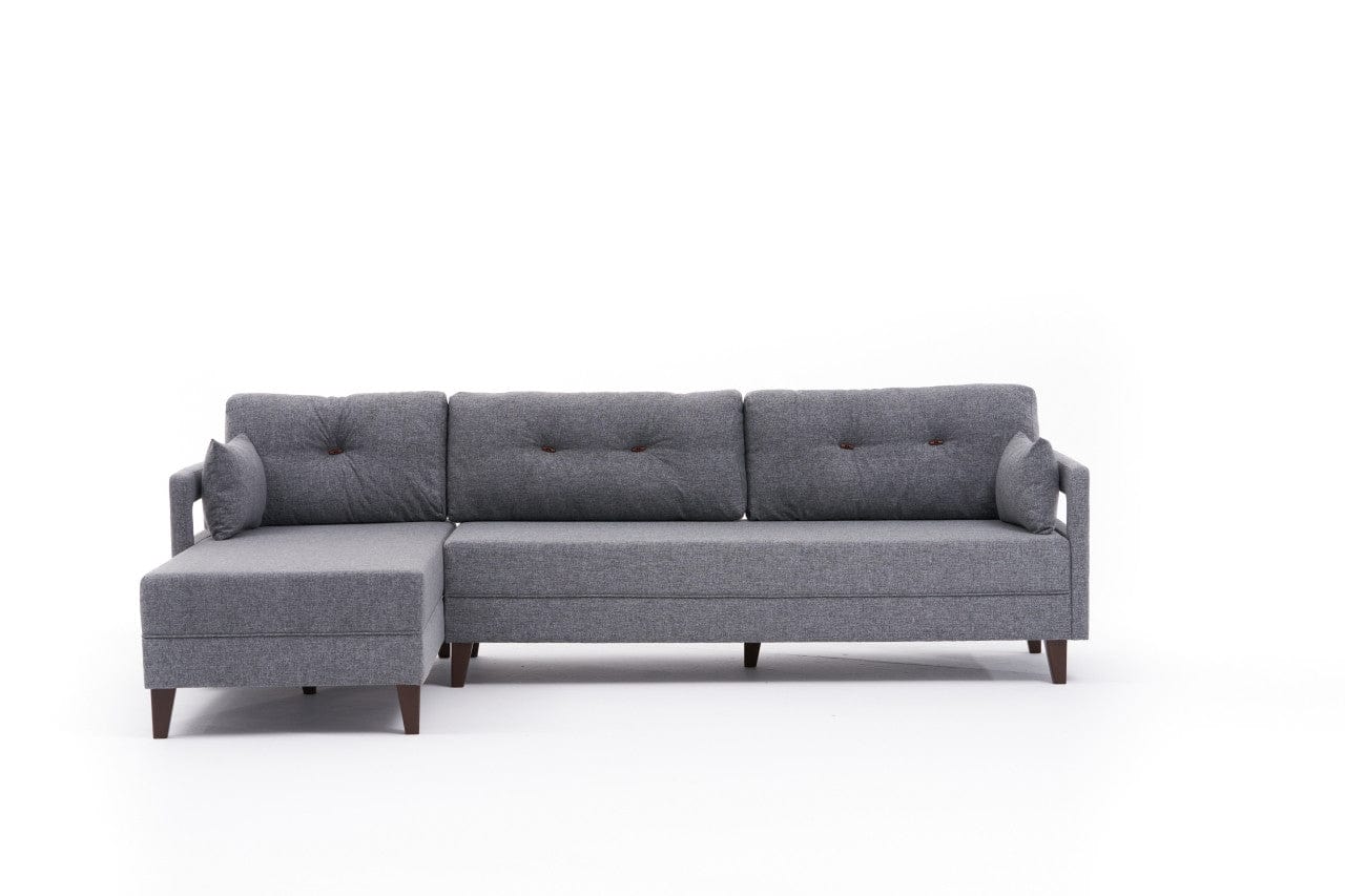 Asir Divano Angolare a sinistro 3 posti in tessuto Comfort Grigio