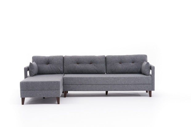 Asir Divano Angolare a sinistro 3 posti in tessuto Comfort Grigio