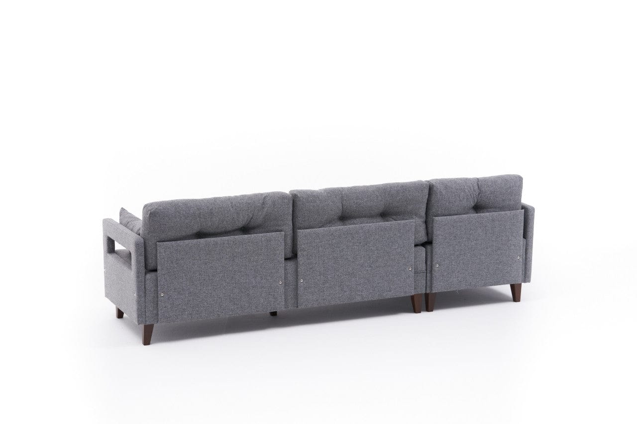 Asir Divano Angolare a sinistro 3 posti in tessuto Comfort Grigio