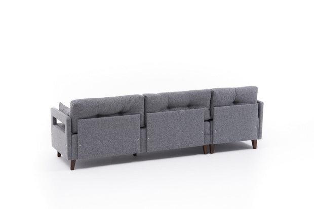 Asir Divano Angolare a sinistro 3 posti in tessuto Comfort Grigio