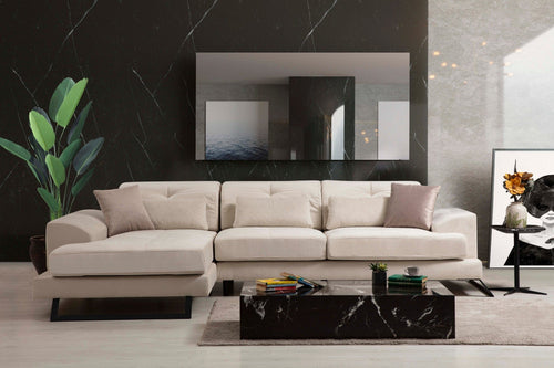 Asir Divano Angolare a sinistro 3 posti in tessuto Frido Beige