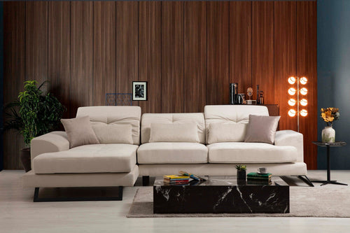 Asir Divano Angolare a sinistro 3 posti in tessuto Frido Beige