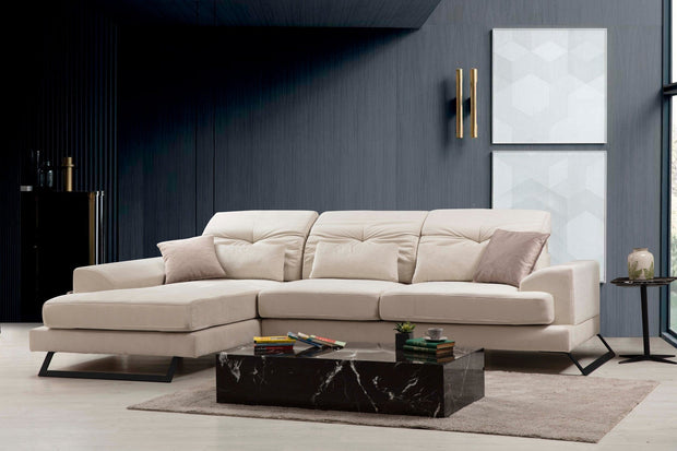 Asir Divano Angolare a sinistro 3 posti in tessuto Frido Beige