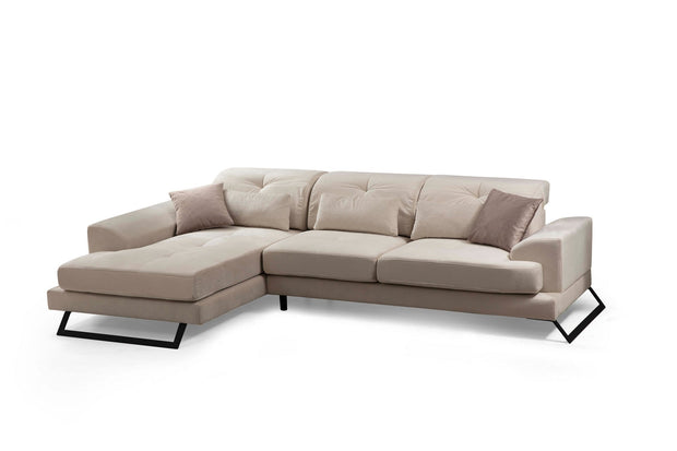 Asir Divano Angolare a sinistro 3 posti in tessuto Frido Beige