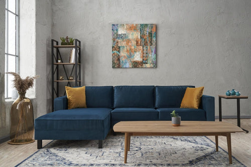 Asir Divano Angolare a sinistro 3 posti in tessuto Kale Blu