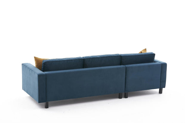 Asir Divano Angolare a sinistro 3 posti in tessuto Kale Blu