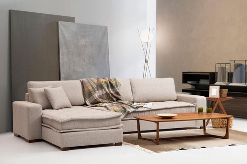 Asir Divano Angolare a sinistro 3 posti in tessuto Lena Beige