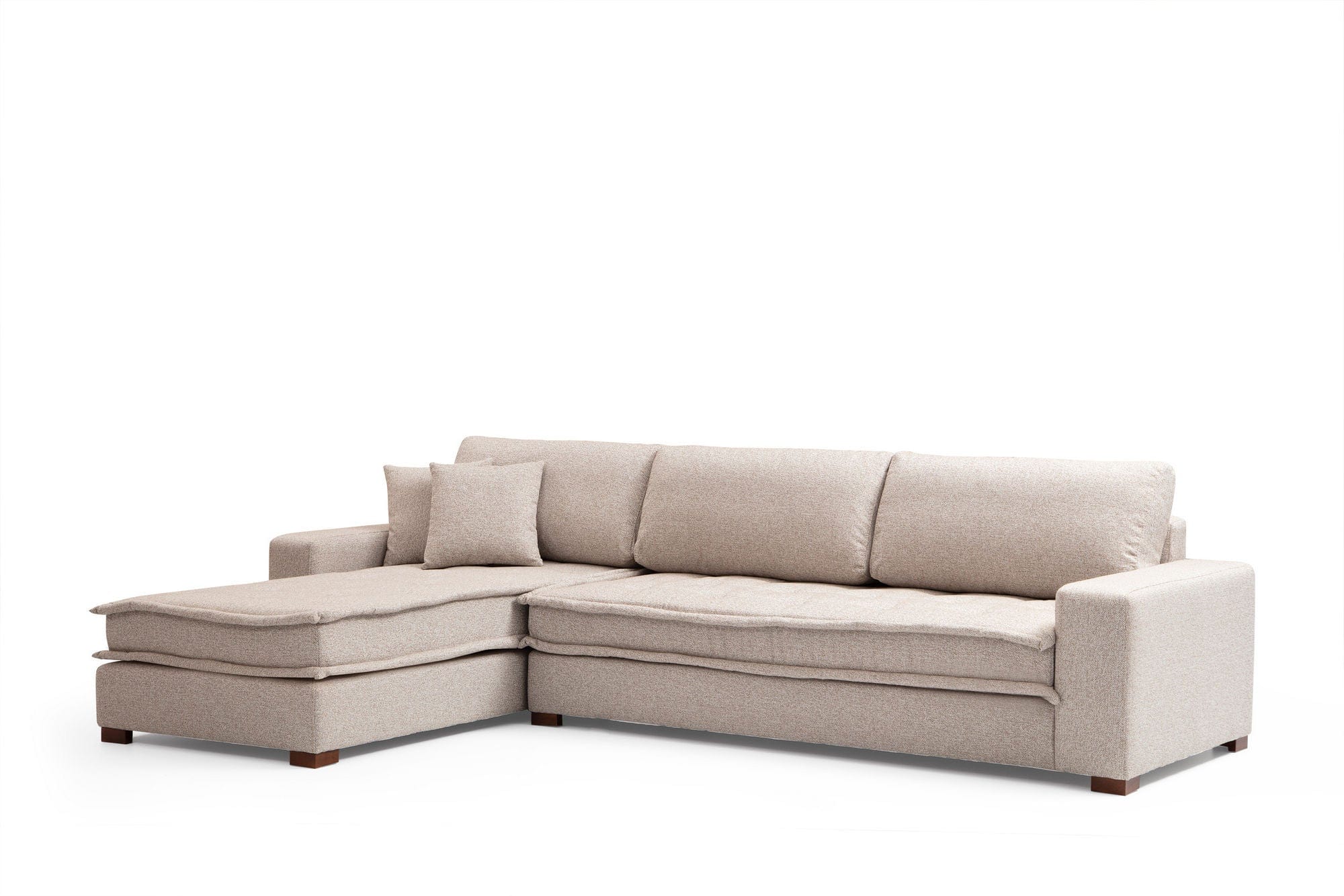 Asir Divano Angolare a sinistro 3 posti in tessuto Lena Beige