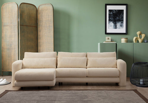Asir Divano Angolare a sinistro 3 posti in tessuto Lily Beige