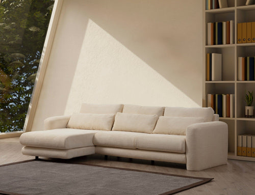 Asir Divano Angolare a sinistro 3 posti in tessuto Lily Beige