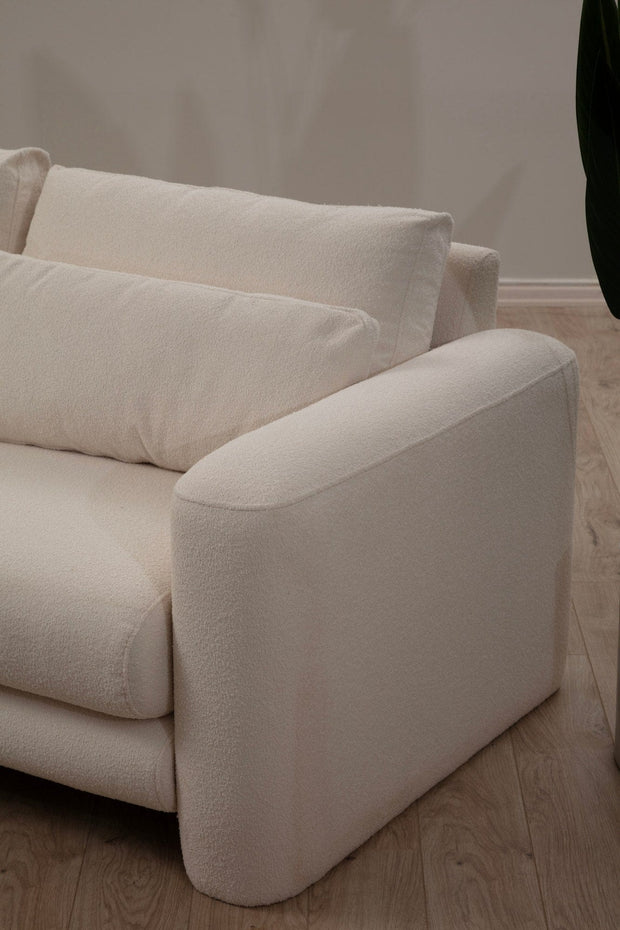 Asir Divano Angolare a sinistro 3 posti in tessuto Lily Crema