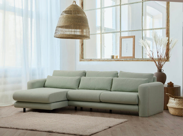 Asir Divano Angolare a sinistro 3 posti in tessuto Lily Verde