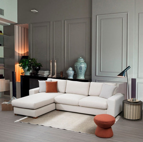 Asir Divano Angolare a sinistro 3 posti in tessuto Loop 17 Beige