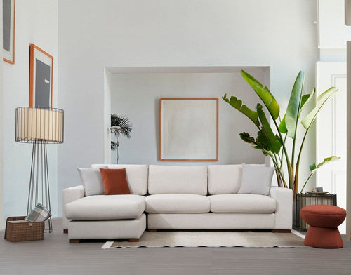 Asir Divano Angolare a sinistro 3 posti in tessuto Loop 17 Beige