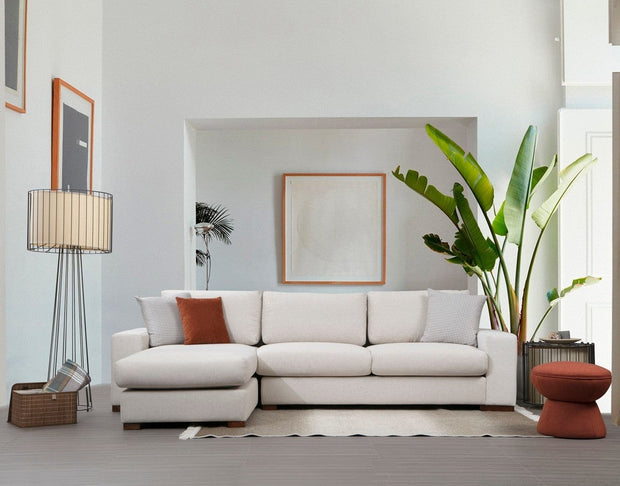 Asir Divano Angolare a sinistro 3 posti in tessuto Loop 17 Beige