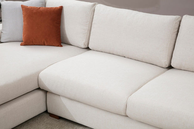 Asir Divano Angolare a sinistro 3 posti in tessuto Loop 17 Beige
