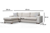 Asir Divano Angolare a sinistro 3 posti in tessuto Loop 17 Beige