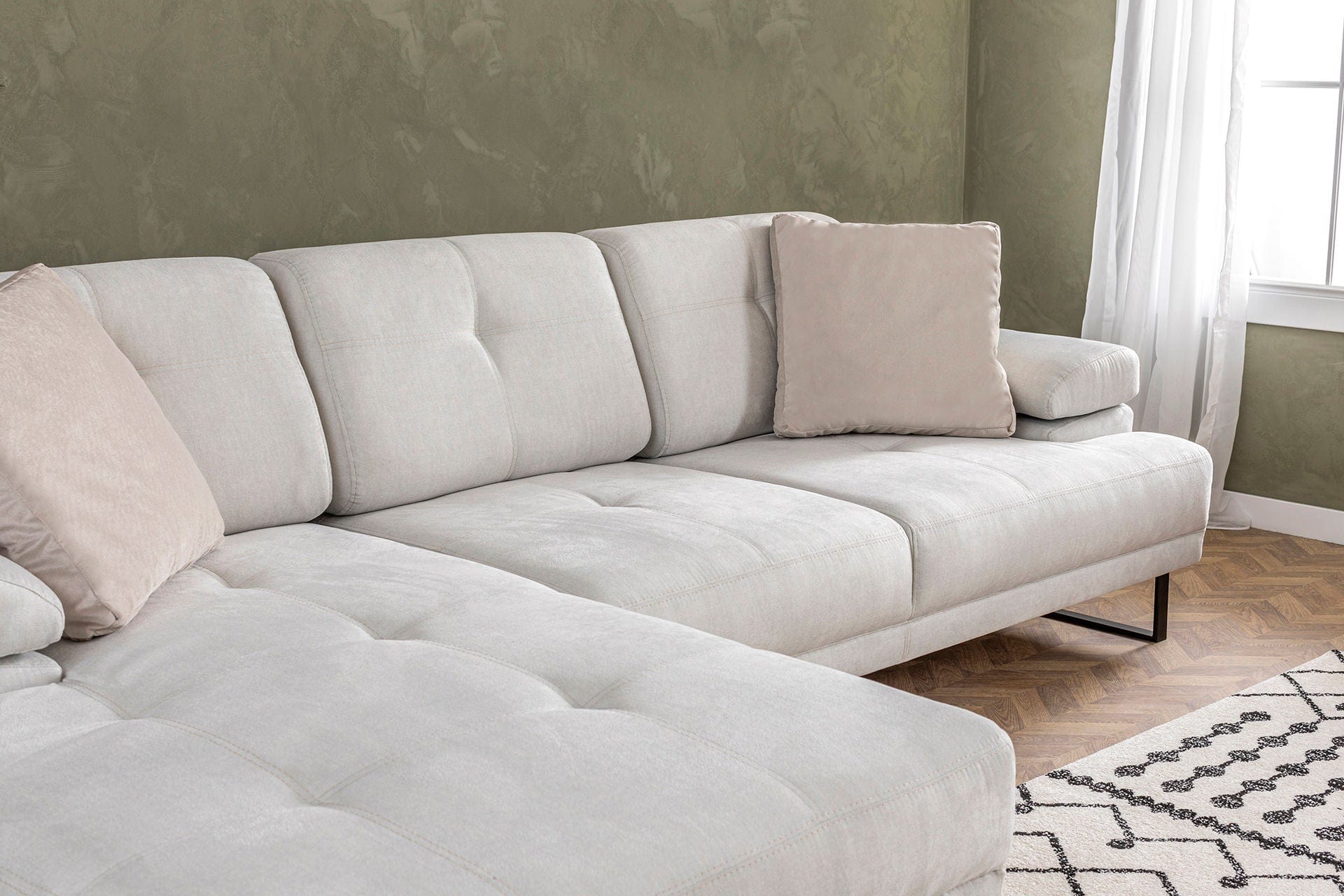 Asir Divano Angolare a sinistro 3 posti in tessuto Mustang Grande Beige