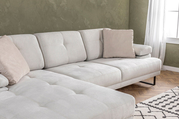 Asir Divano Angolare a sinistro 3 posti in tessuto Mustang Grande Beige