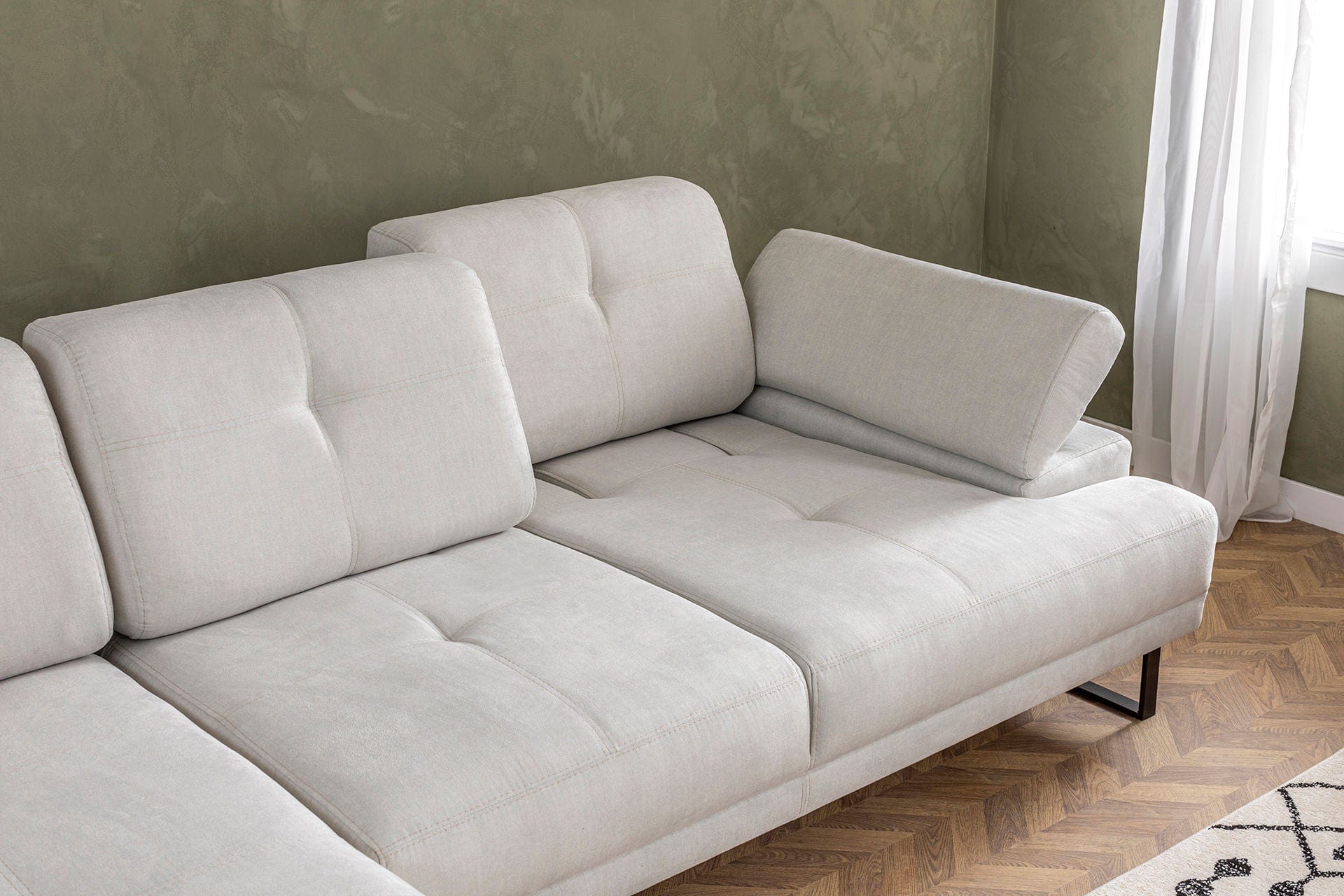 Asir Divano Angolare a sinistro 3 posti in tessuto Mustang Grande Beige
