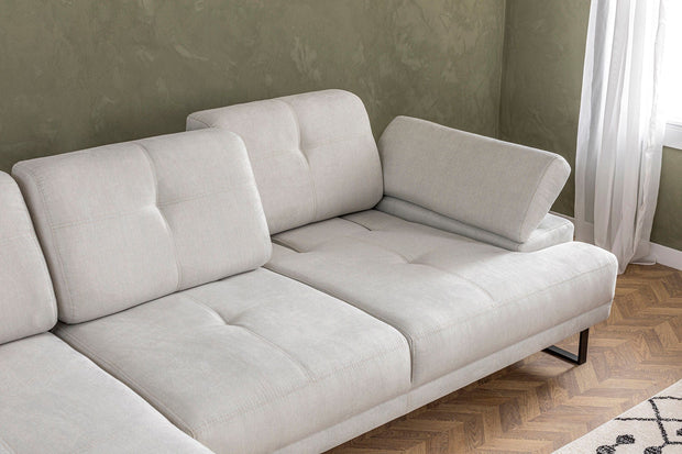 Asir Divano Angolare a sinistro 3 posti in tessuto Mustang Grande Beige