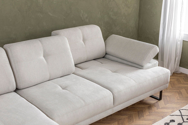 Asir Divano Angolare a sinistro 3 posti in tessuto Mustang Grande Beige