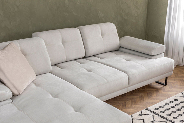 Divano Angolare a sinistro 3 posti in tessuto Mustang Grande Beige (6)
