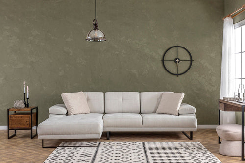 Asir Divano Angolare a sinistro 3 posti in tessuto Mustang Piccola Beige