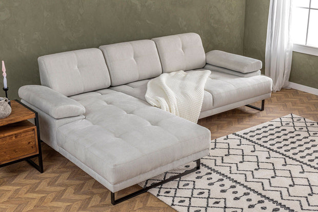 Divano Angolare a sinistro 3 posti in tessuto Mustang Piccola Beige (2)