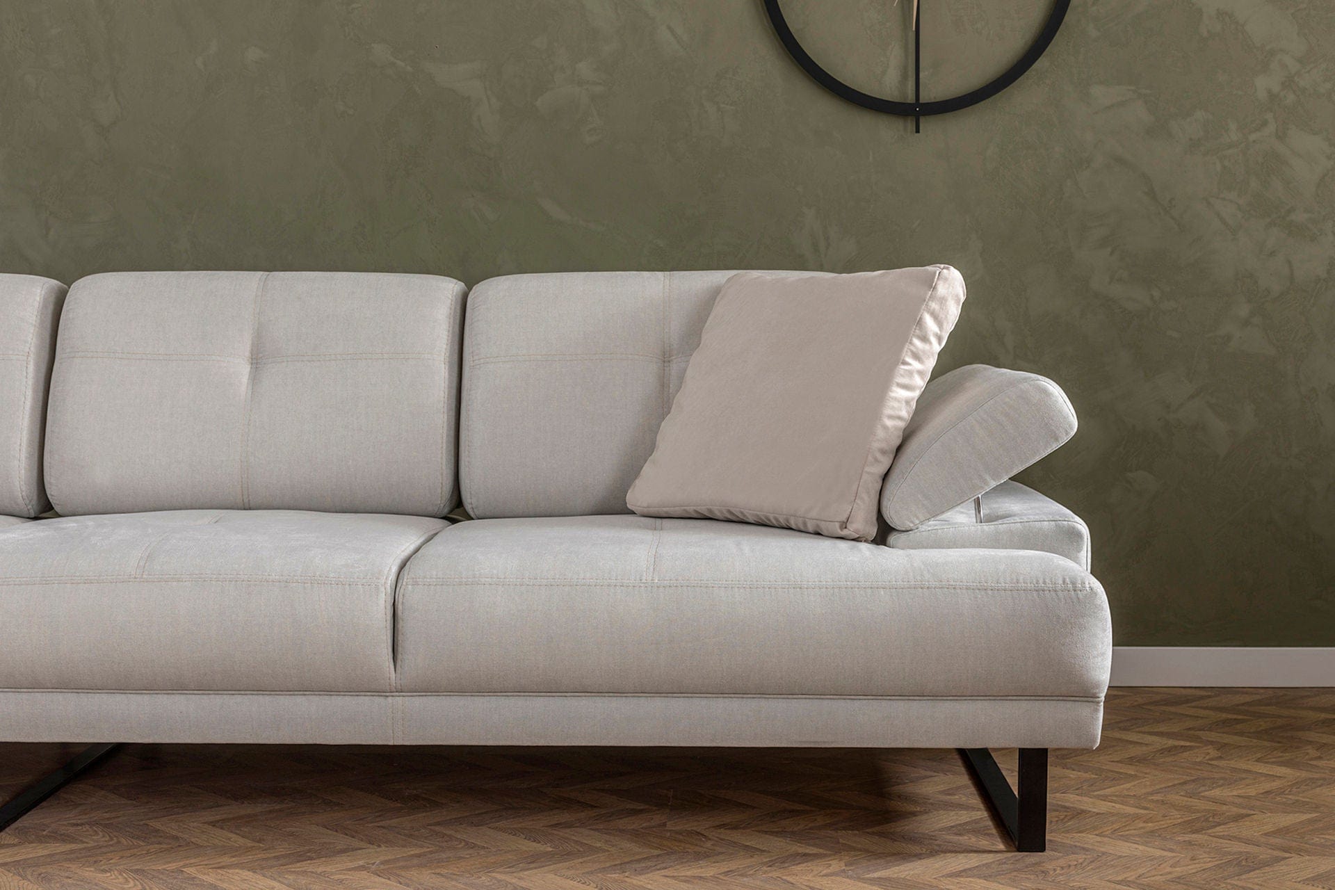 Asir Divano Angolare a sinistro 3 posti in tessuto Mustang Piccola Beige