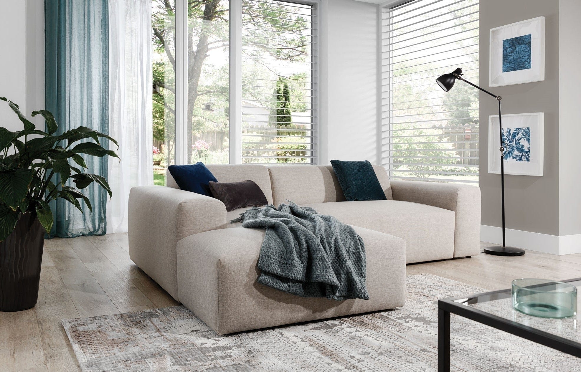 Divano Angolare a sinistro 3 posti Zeustron L Beige (1)