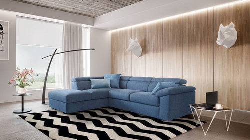 LeComfort Divano Angolare a sinistro 4 posti Adelis Blu