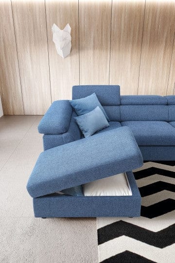 LeComfort Divano Angolare a sinistro 4 posti Adelis Blu