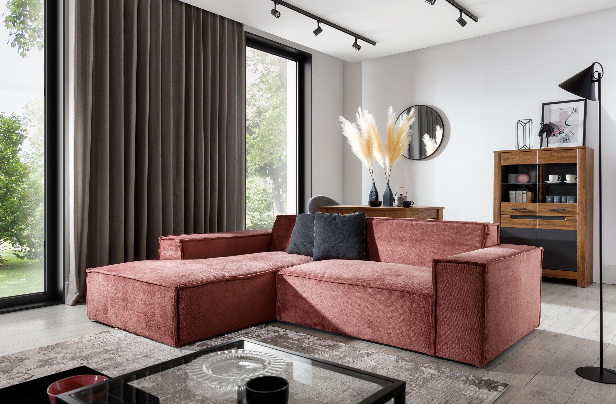 Divano Angolare a sinistro 4 posti Fondis Rosa