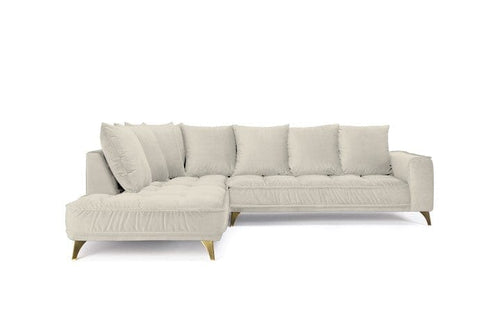 Divano Angolare a sinistro 4 posti in tessuto Belio Set 1 Beige