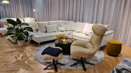Divano Angolare a sinistro 4 posti in tessuto Belio Set 1 Beige (1)