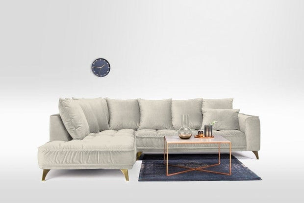 Divano Angolare a sinistro 4 posti in tessuto Belio Set 1 Beige (2)