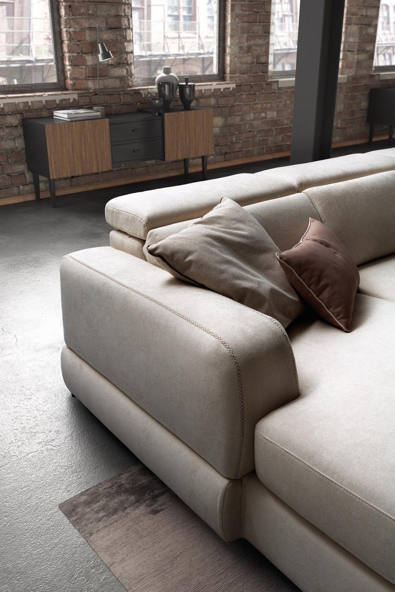 LeComfort Divano Angolare a sinistro 4 posti in tessuto Grafica Beige