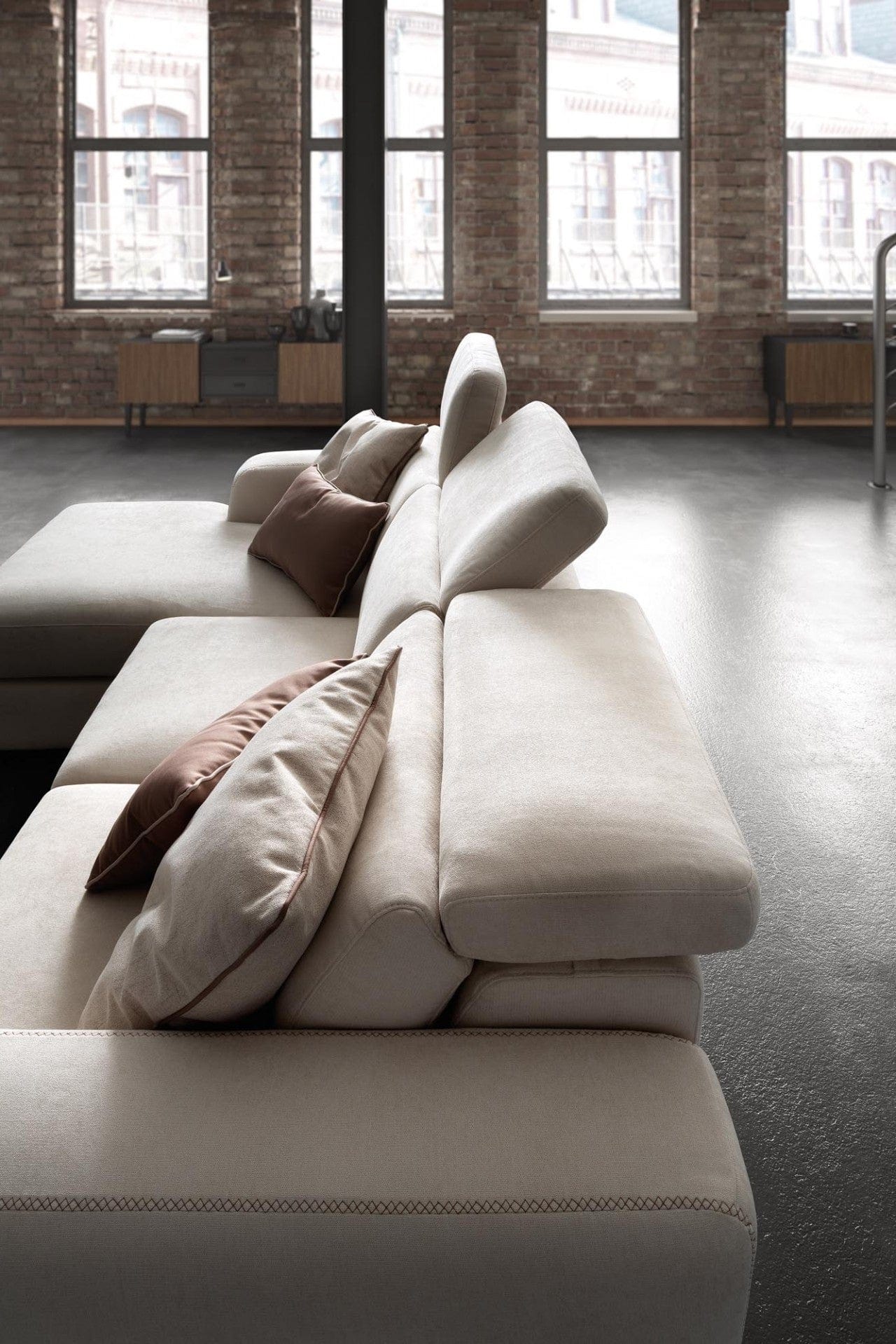 LeComfort Divano Angolare a sinistro 4 posti in tessuto Grafica Beige