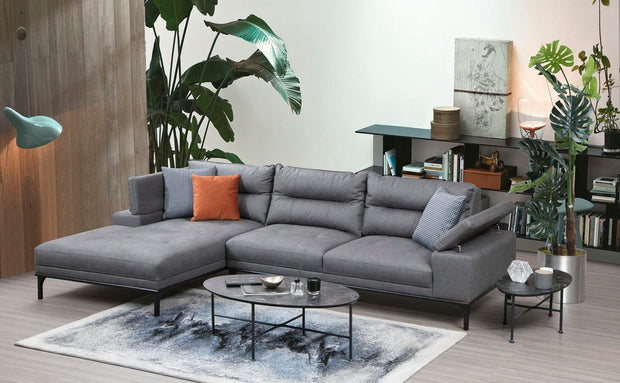 Asir Divano Angolare a sinistro 4 posti in tessuto Hollywood Grigio