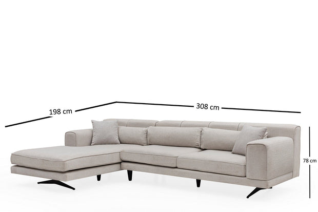 Asir Divano Angolare a sinistro 4 posti in tessuto Jivago Beige