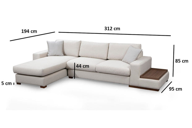 Asir Divano Angolare a sinistro 4 posti in tessuto Loop 18 Beige