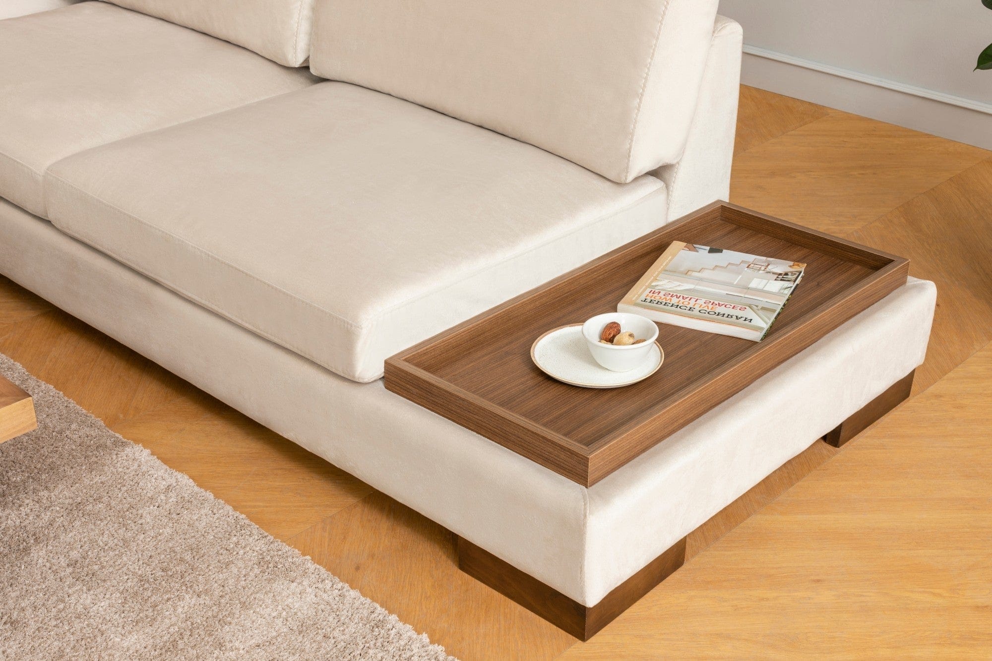 Asir Divano Angolare a sinistro 4 posti in velluto Tulip Beige