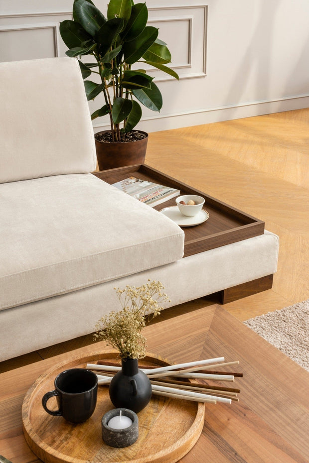 Asir Divano Angolare a sinistro 4 posti in velluto Tulip Beige