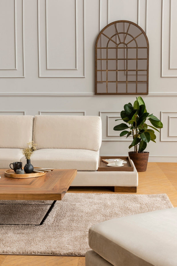 Asir Divano Angolare a sinistro 4 posti in velluto Tulip Beige