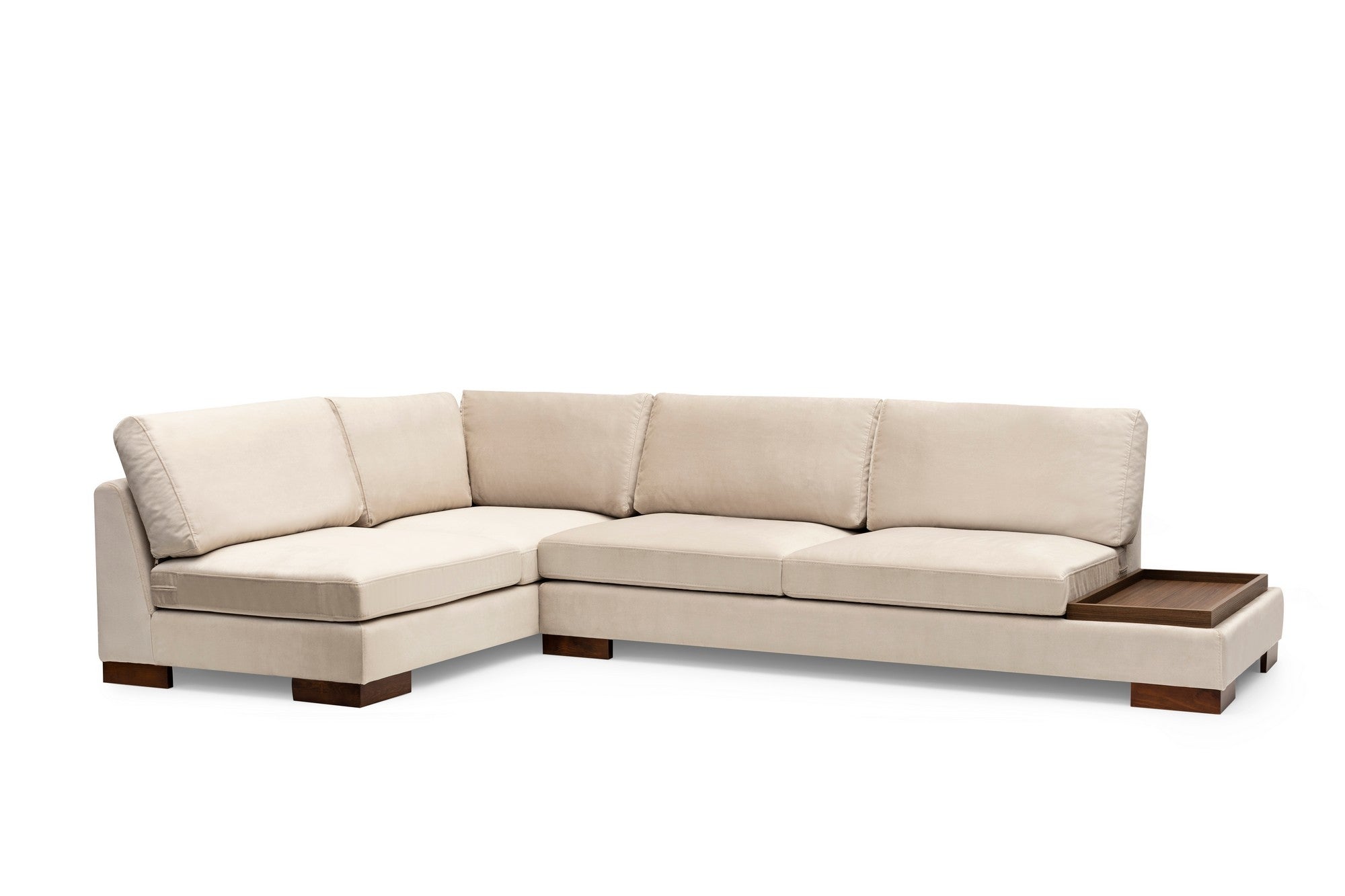 Asir Divano Angolare a sinistro 4 posti in velluto Tulip Beige