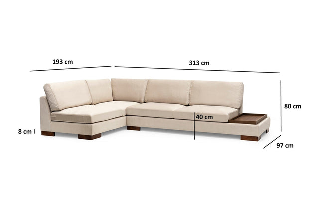 Asir Divano Angolare a sinistro 4 posti in velluto Tulip Beige