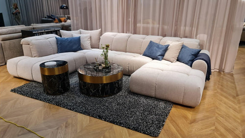 Divano Angolare a sinistro 5 posti in tessuto Bulls U Beige