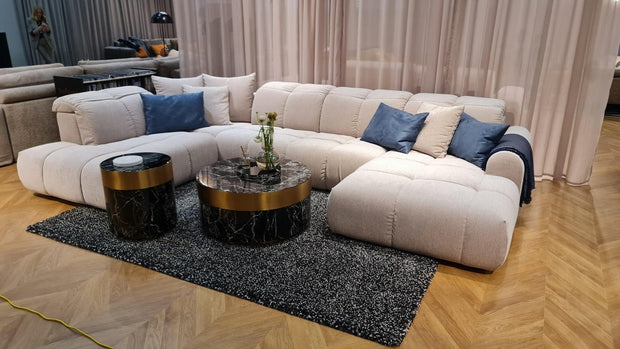 Divano Angolare a sinistro 5 posti in tessuto Bulls U Beige